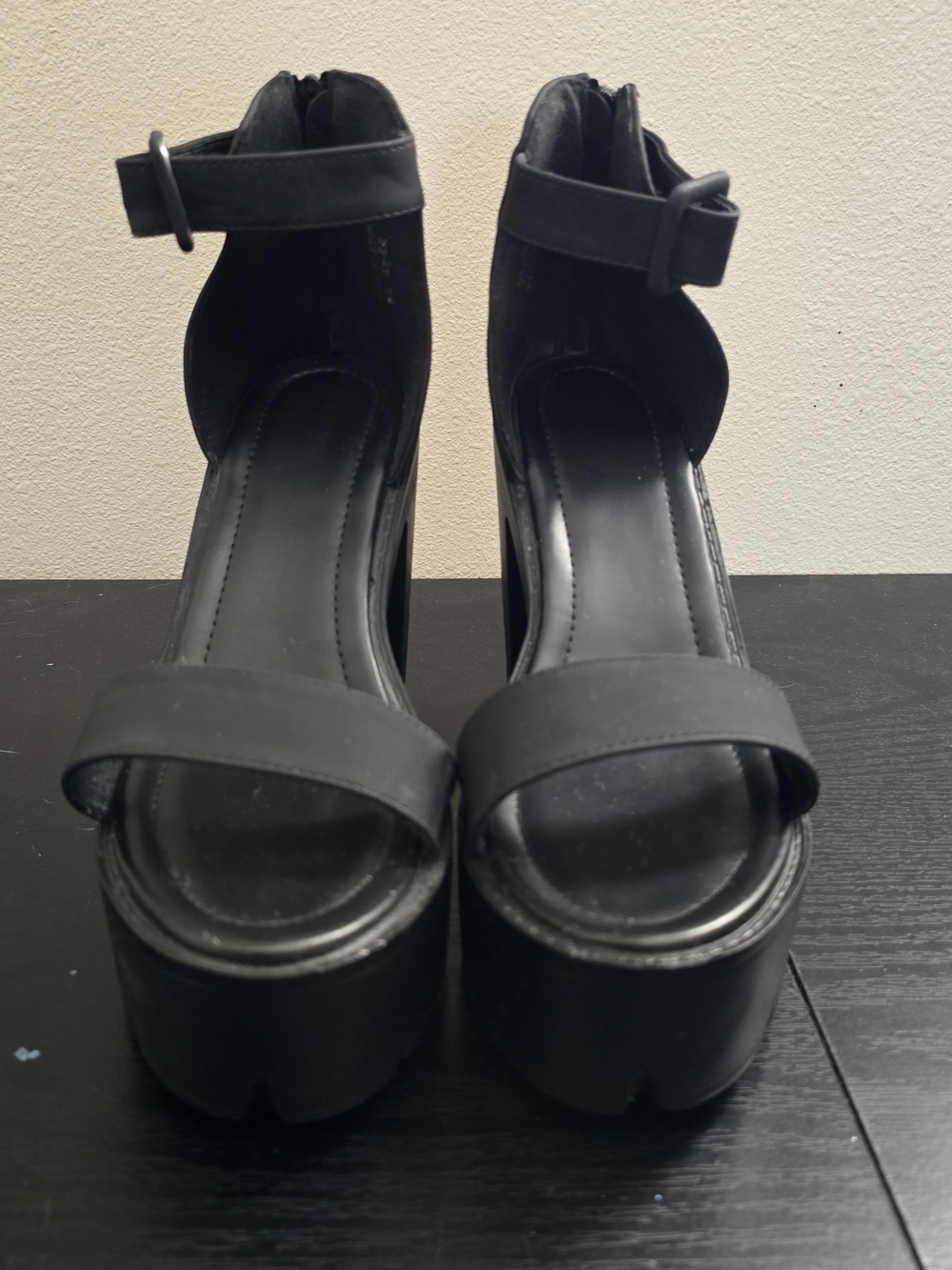 SHEIN Black Platform Ankle-Strap Sandals